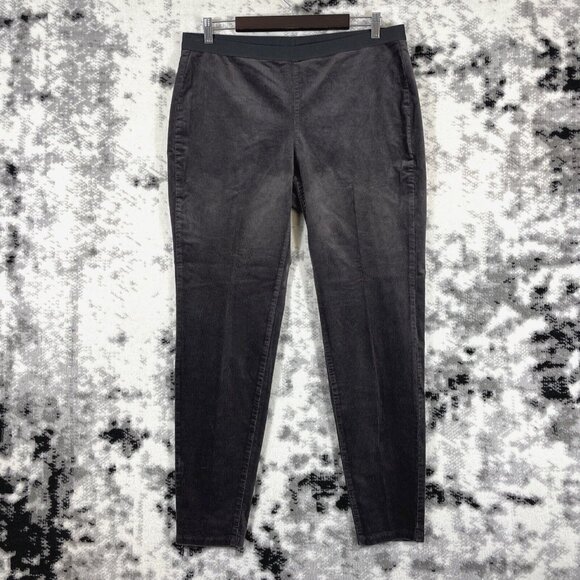 Eileen Fisher Corduroy Pull On Slim Jeggings Womens Size Large Dark Brown Organi - Picture 1 of 14